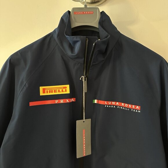 NWT PRADA LUNA Rossa Pirelli Jacket Windbreaker Coat Nylon Sz 42 Blue - Picture 3 of 10